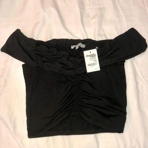 Charlotte Russe black off the shoulder ruched top